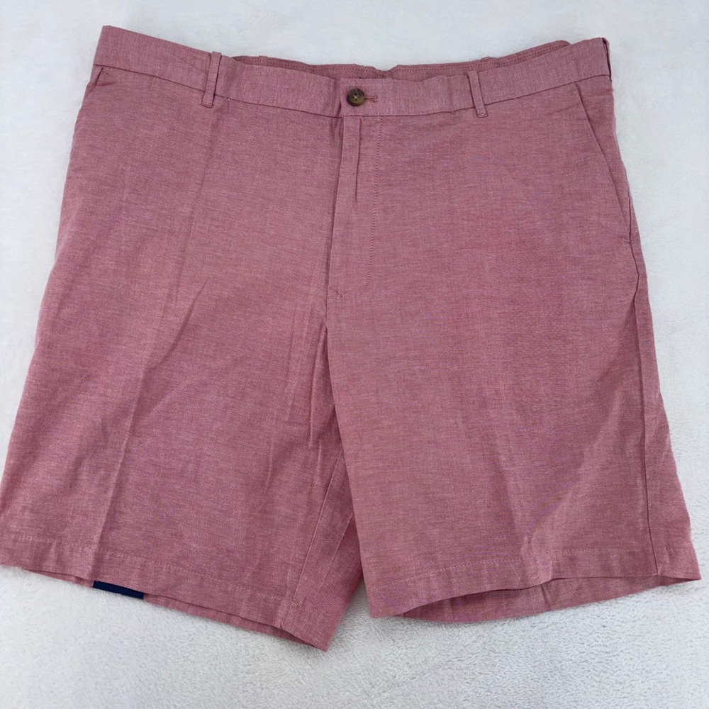 NWT IZOD Newport Oxford Flat Front Shorts Mens 42 Red Heathered preppy